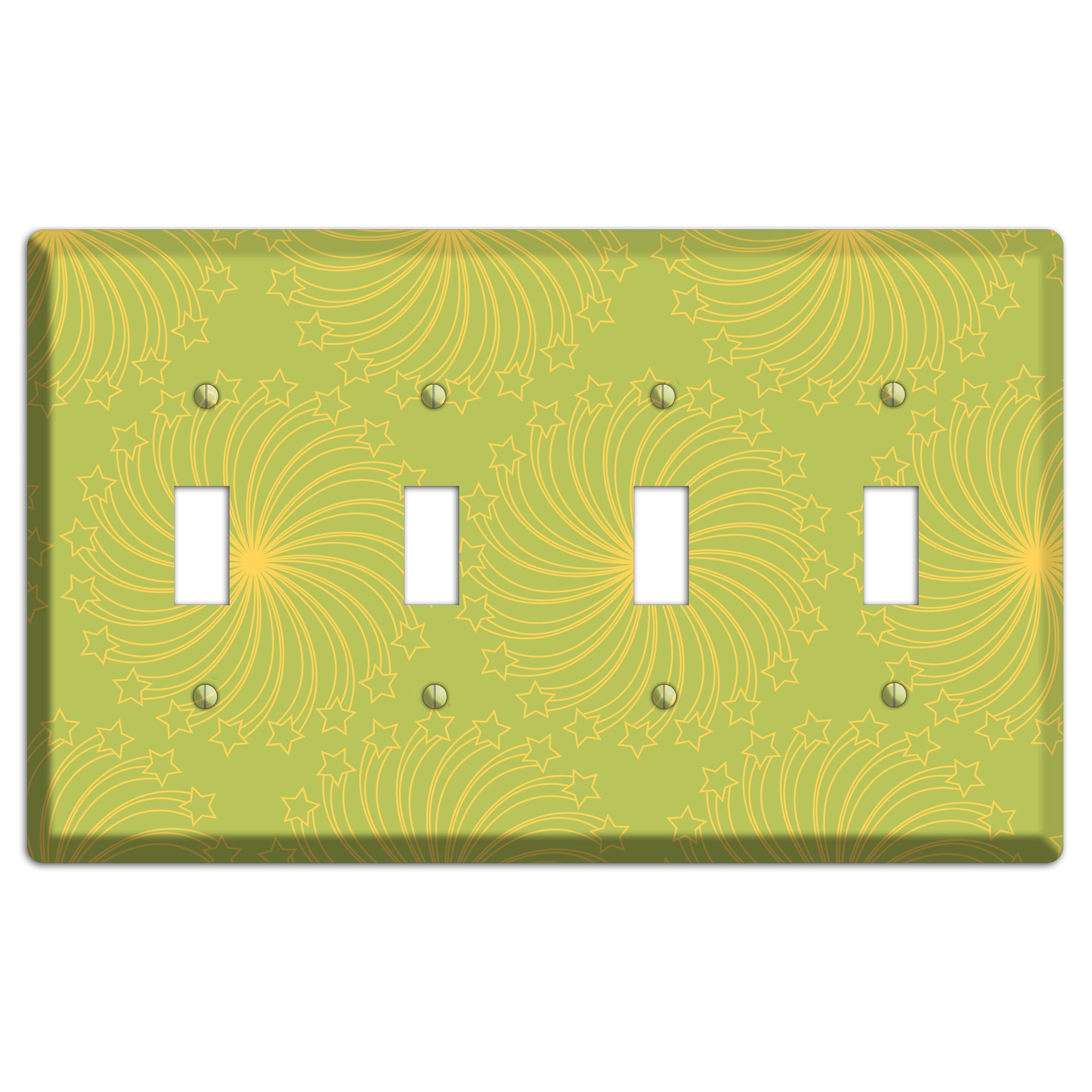 Multi Lime Star Swirl 4 Toggle Wallplate