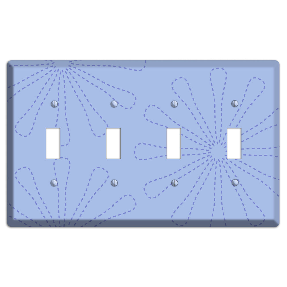 Periwinkle Retro Stipple Floral Contour 4 Toggle Wallplate