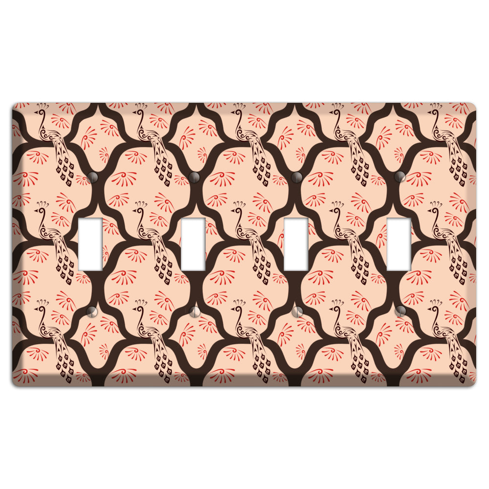 Light Quatrefoil Peacock 4 Toggle Wallplate