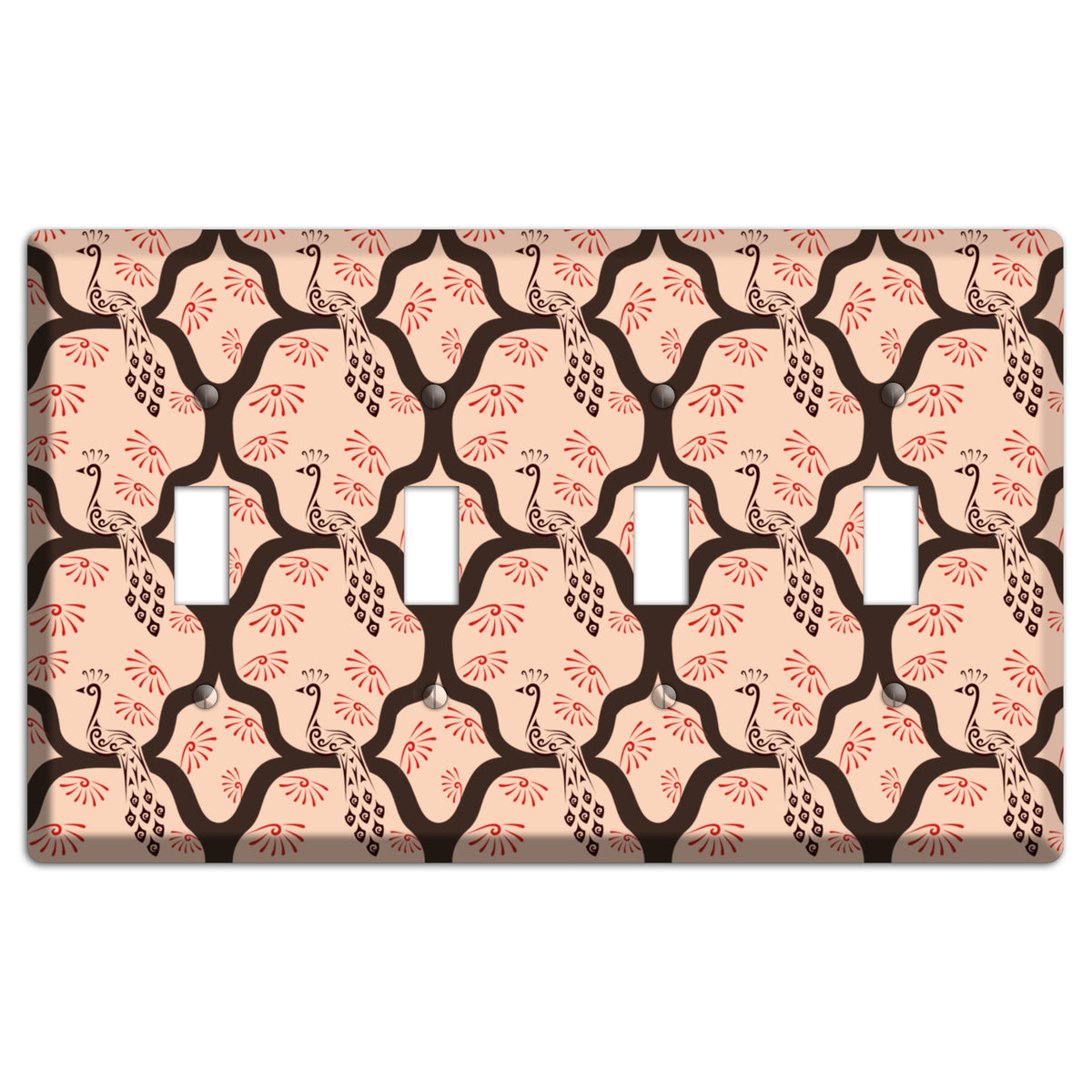 Light Quatrefoil Peacock 4 Toggle Wallplate