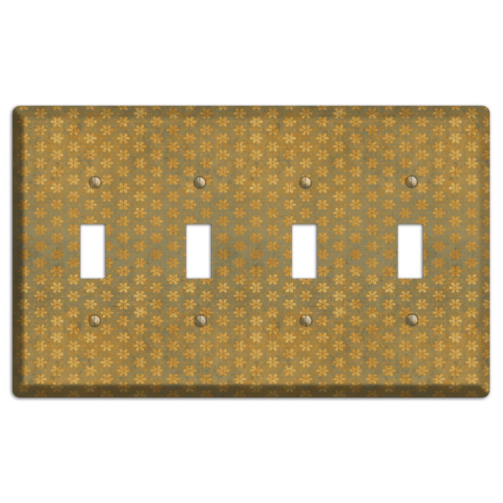 Olive Grunge Floral Contour 4 Toggle Wallplate