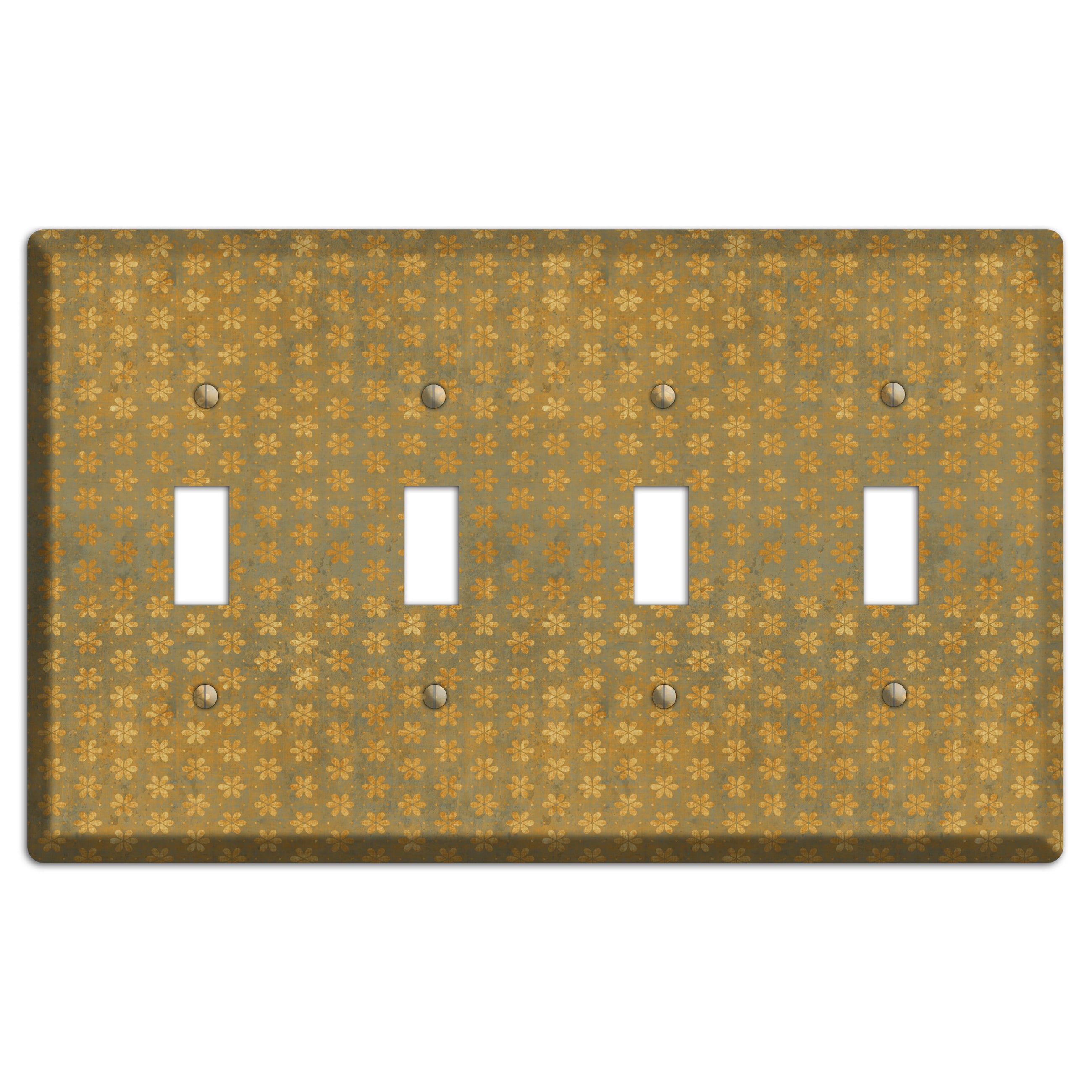Olive Grunge Floral Contour 4 Toggle Wallplate