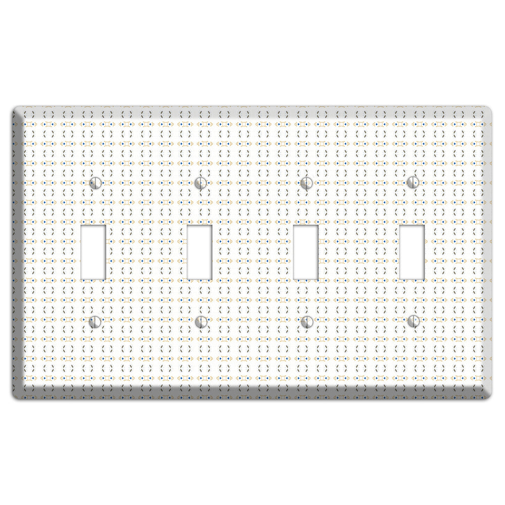 White with Grey and Olive Simple Geometric 4 Toggle Wallplate