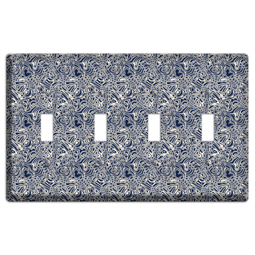 Blue Psychedelic Swirl 4 Toggle Wallplate