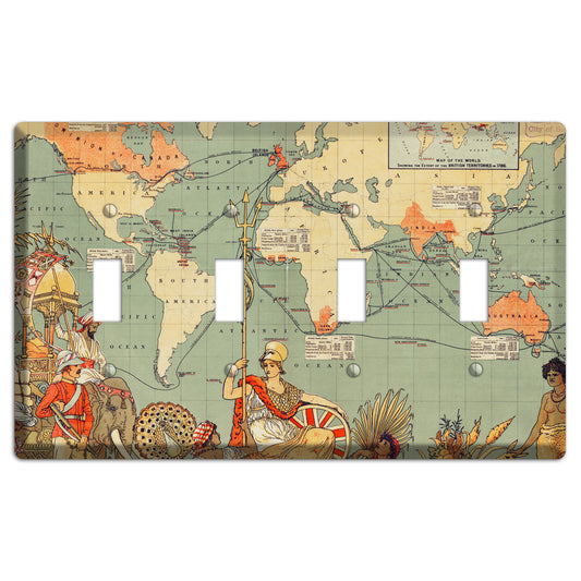 Map of Americas 4 Toggle Wallplate