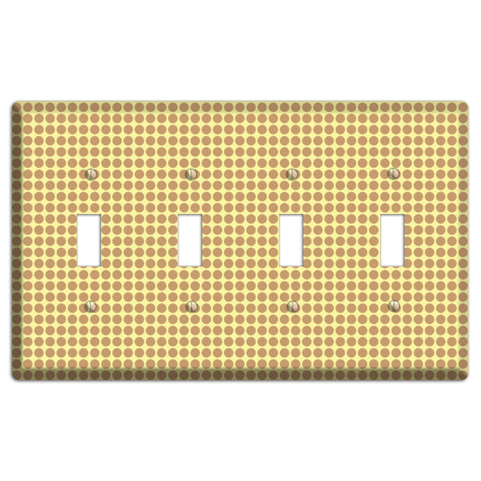Yellow with Light Brown Tiled Small Dots 4 Toggle Wallplate