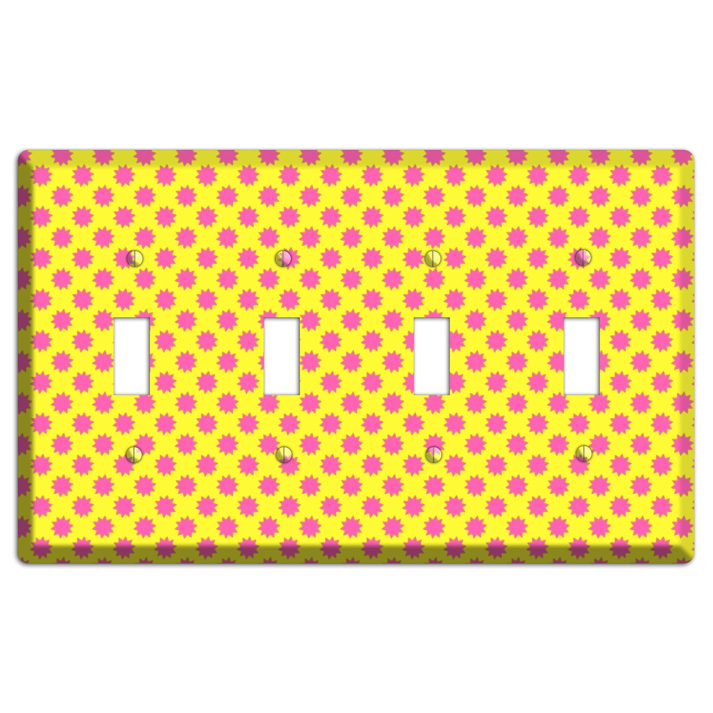 Yellow with Pink Burst 4 Toggle Wallplate
