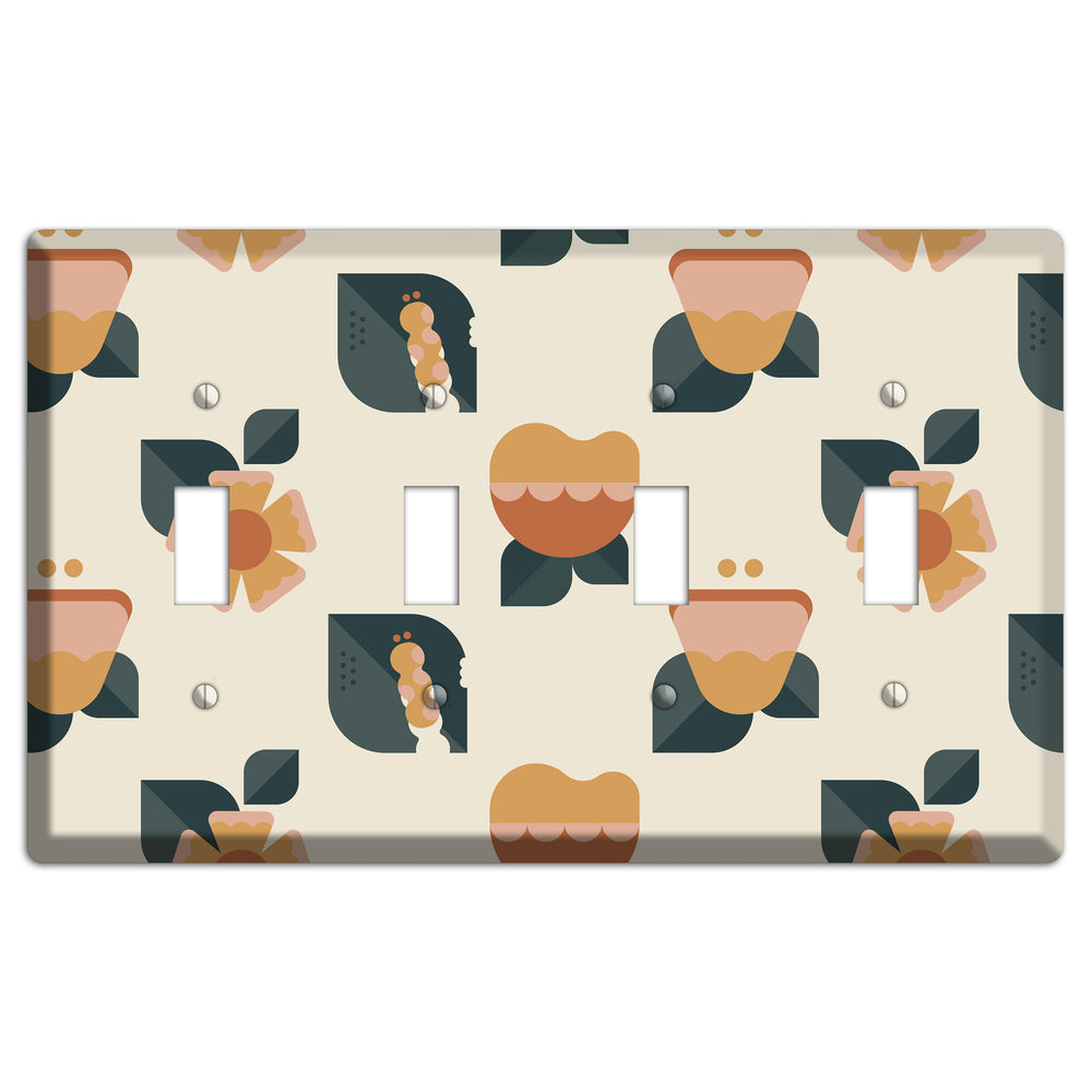 Retro Floral Caterpillar 4 Toggle Wallplate