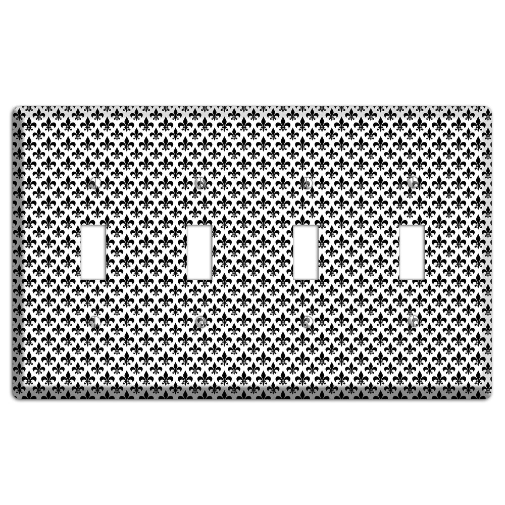Black and White Fleur de lis 4 Toggle Wallplate