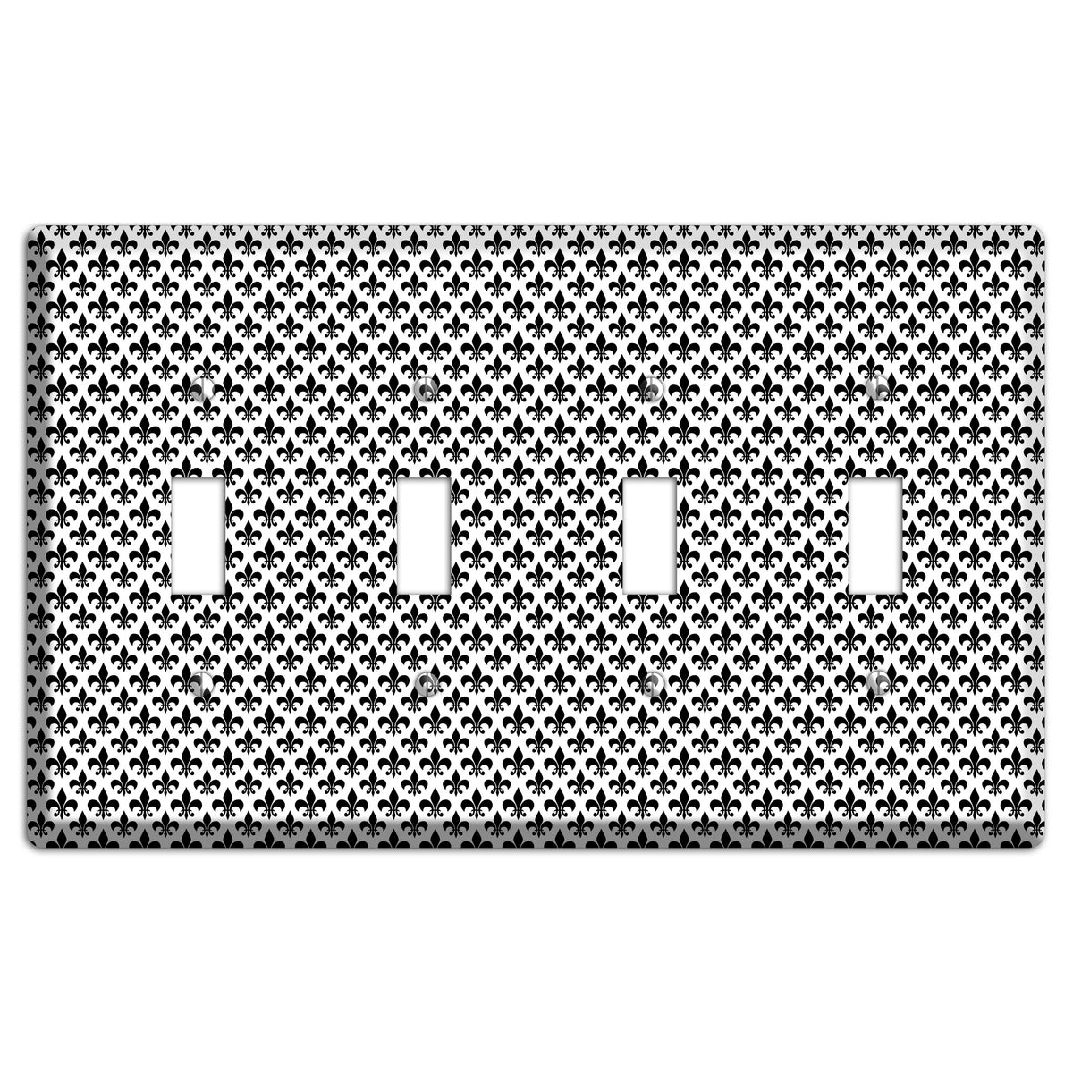 Black and White Fleur de lis 4 Toggle Wallplate