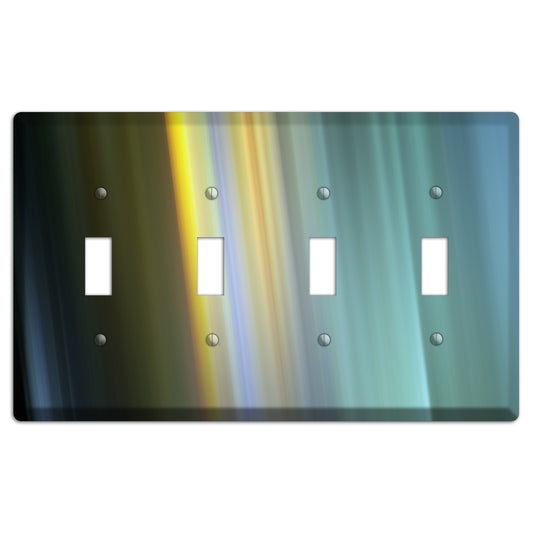 Black with Yellow Ray of Light 4 Toggle Wallplate