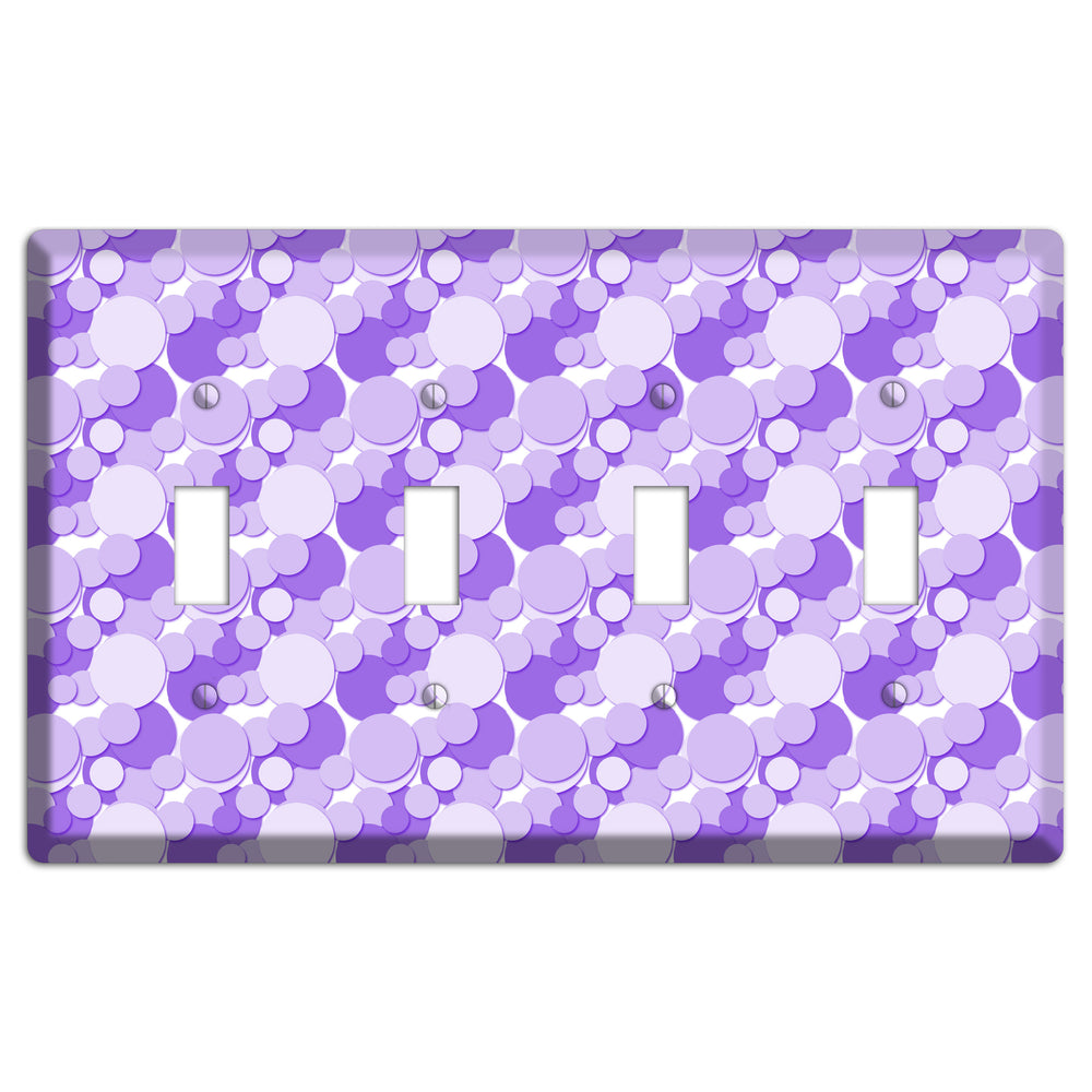 Multi Purple Bubble Dots 4 Toggle Wallplate