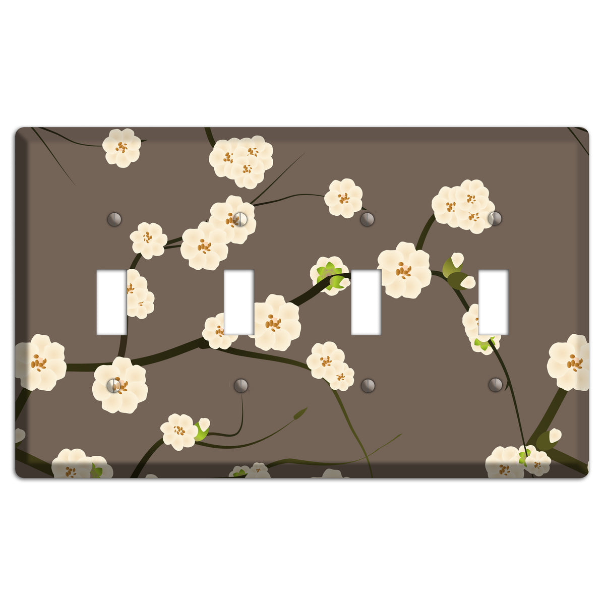 Yellow and Brown Cherry Blossoms 4 Toggle Wallplate