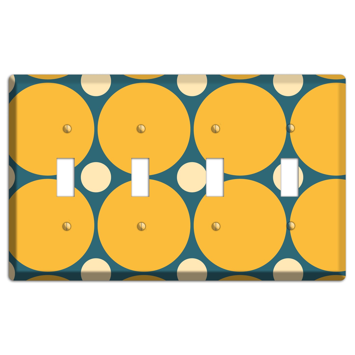 Jade with Mustard and Beige Multi Tiled Large Dots 4 Toggle Wallplate