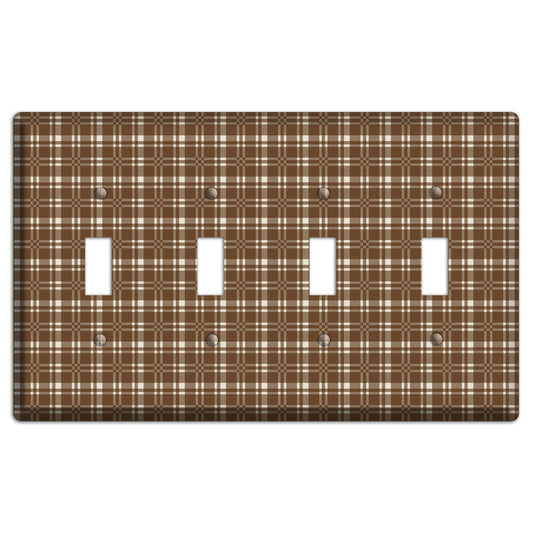 Medium Brown Plaid 4 Toggle Wallplate