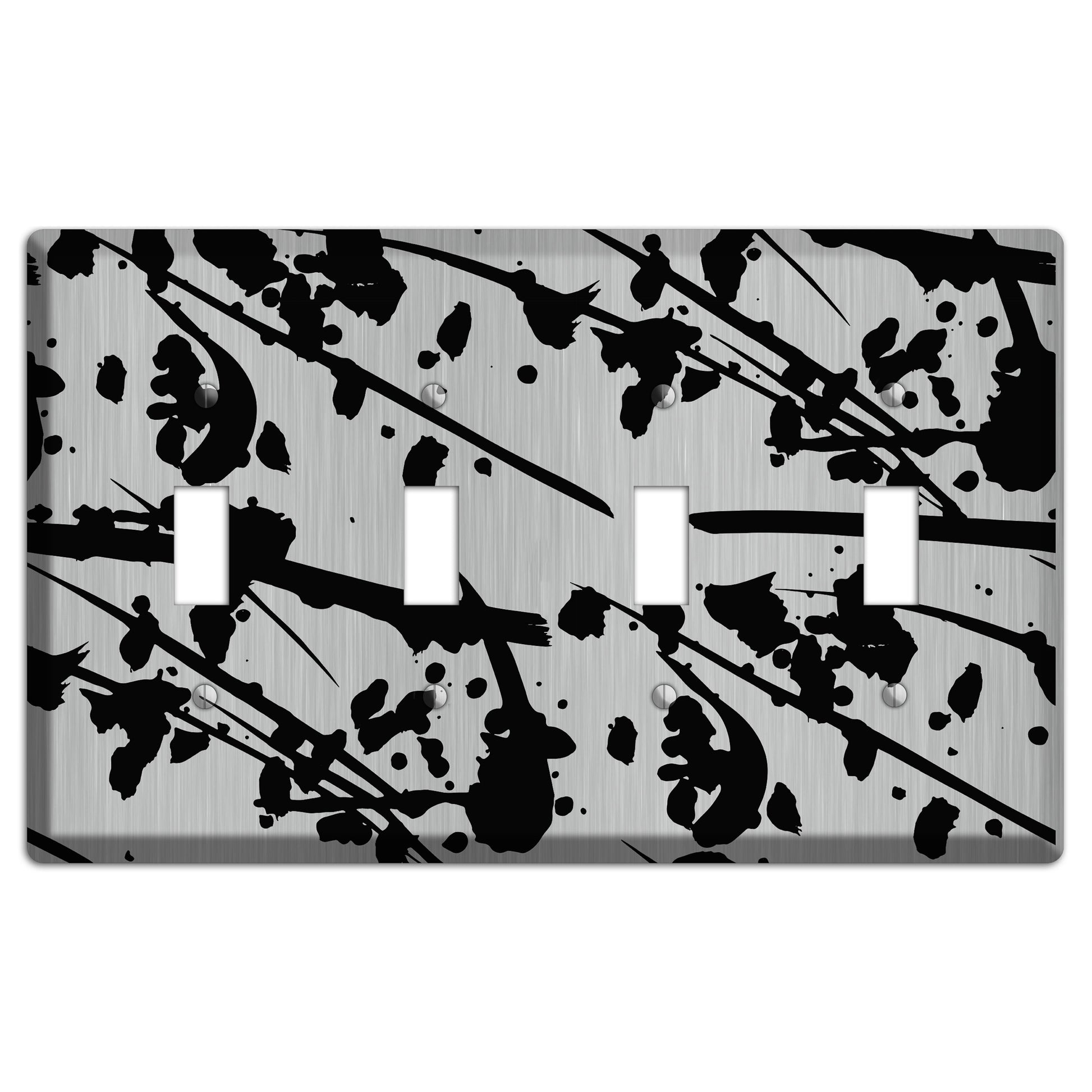 Ink Splash 6 Stainless 4 Toggle Wallplate