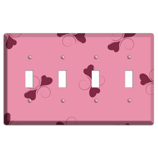 Pink with Hearts 4 Toggle Wallplate