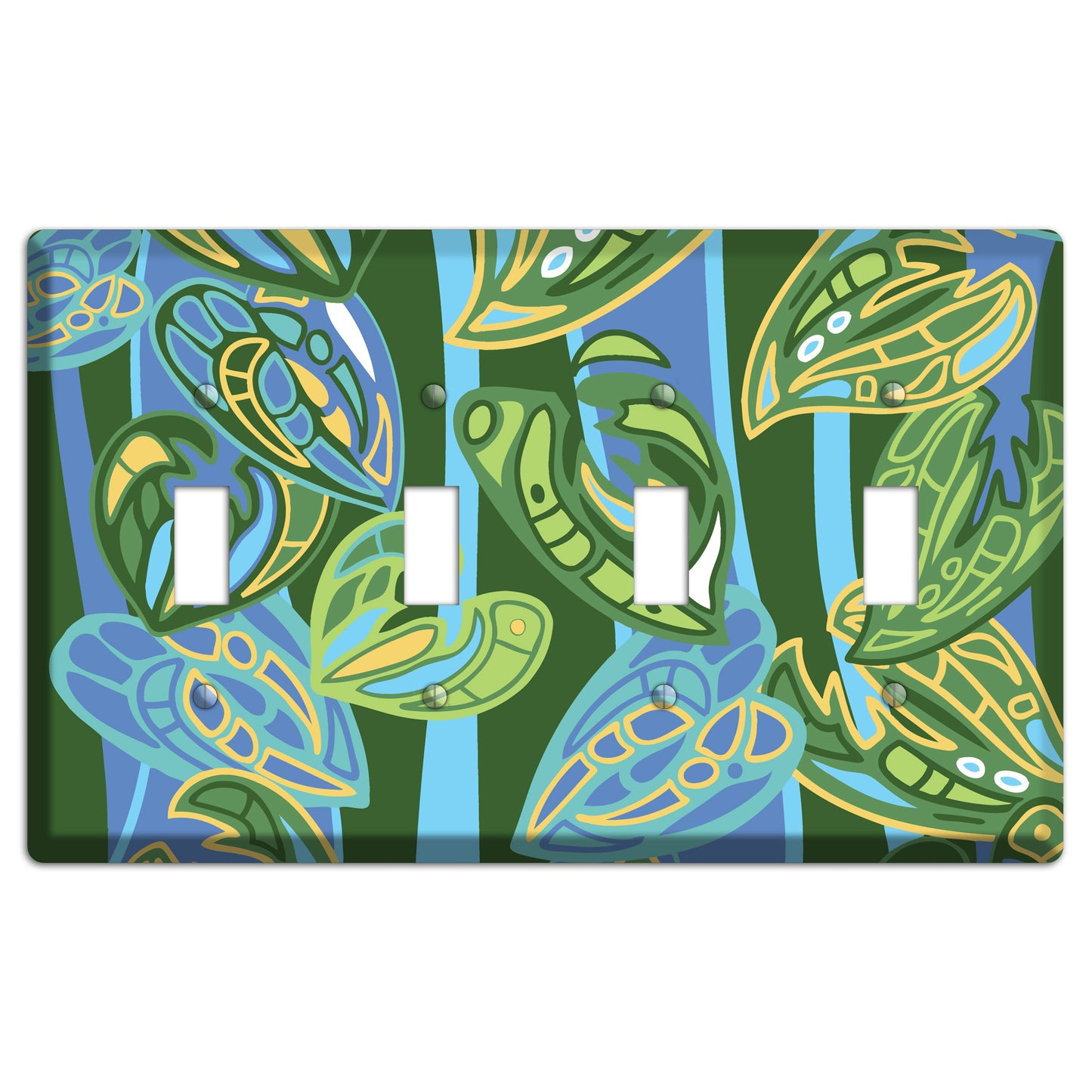 Pacific Blue and Green 4 Toggle Wallplate