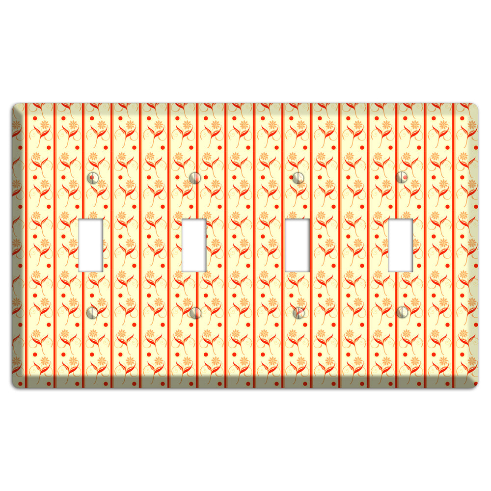 Yellow Floral Pattern 4 Toggle Wallplate