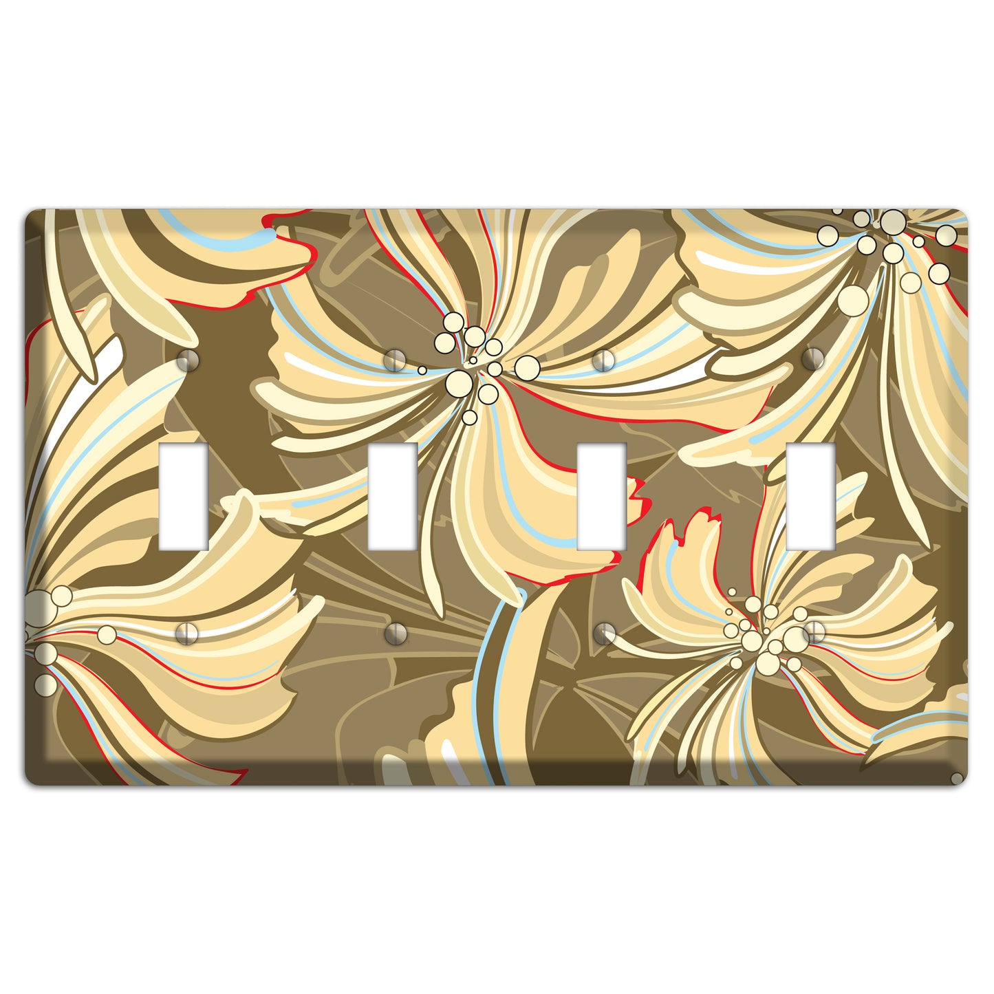Brown Deco Blossoms 4 Toggle Wallplate
