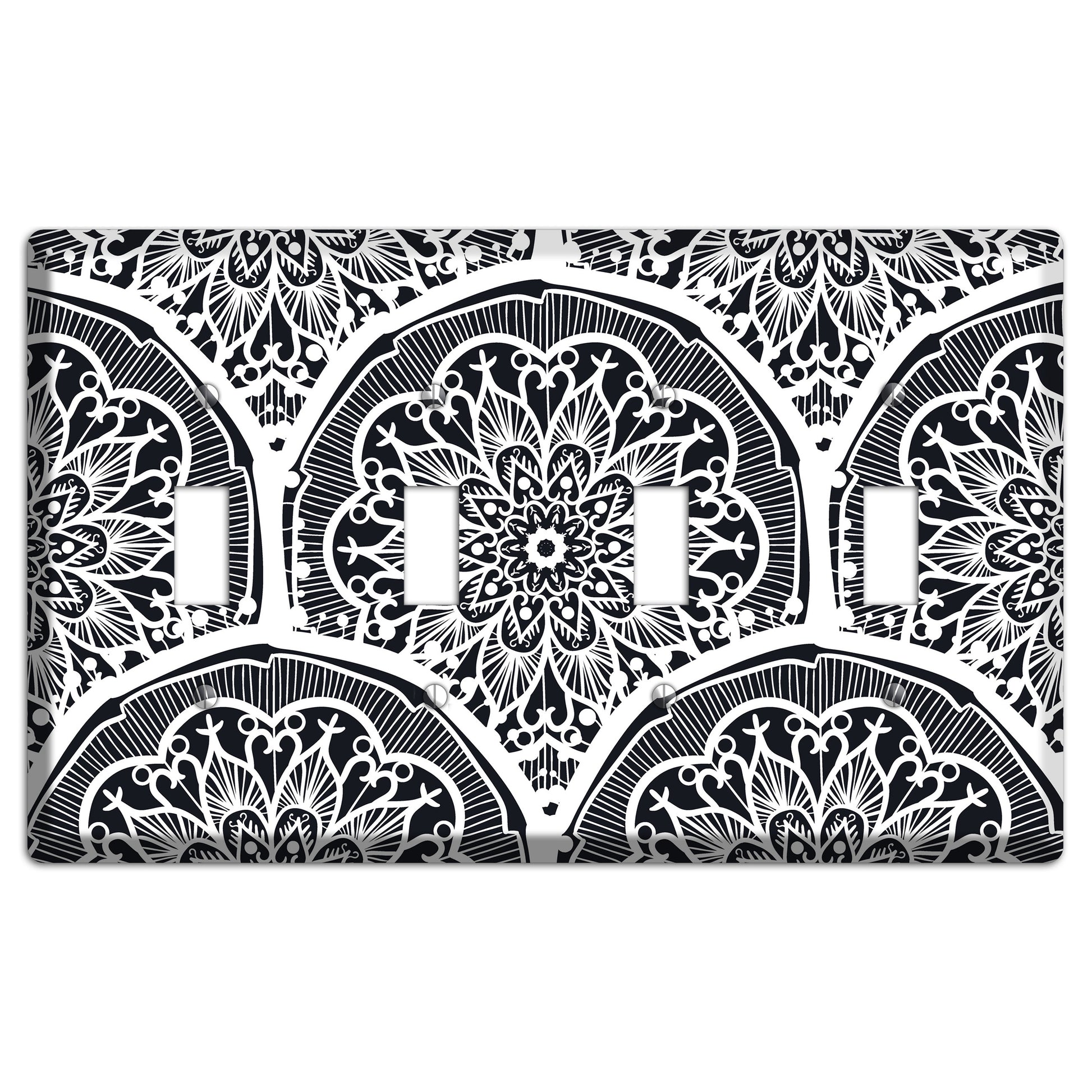 Mandala Black and White Style O Cover Plates 4 Toggle Wallplate