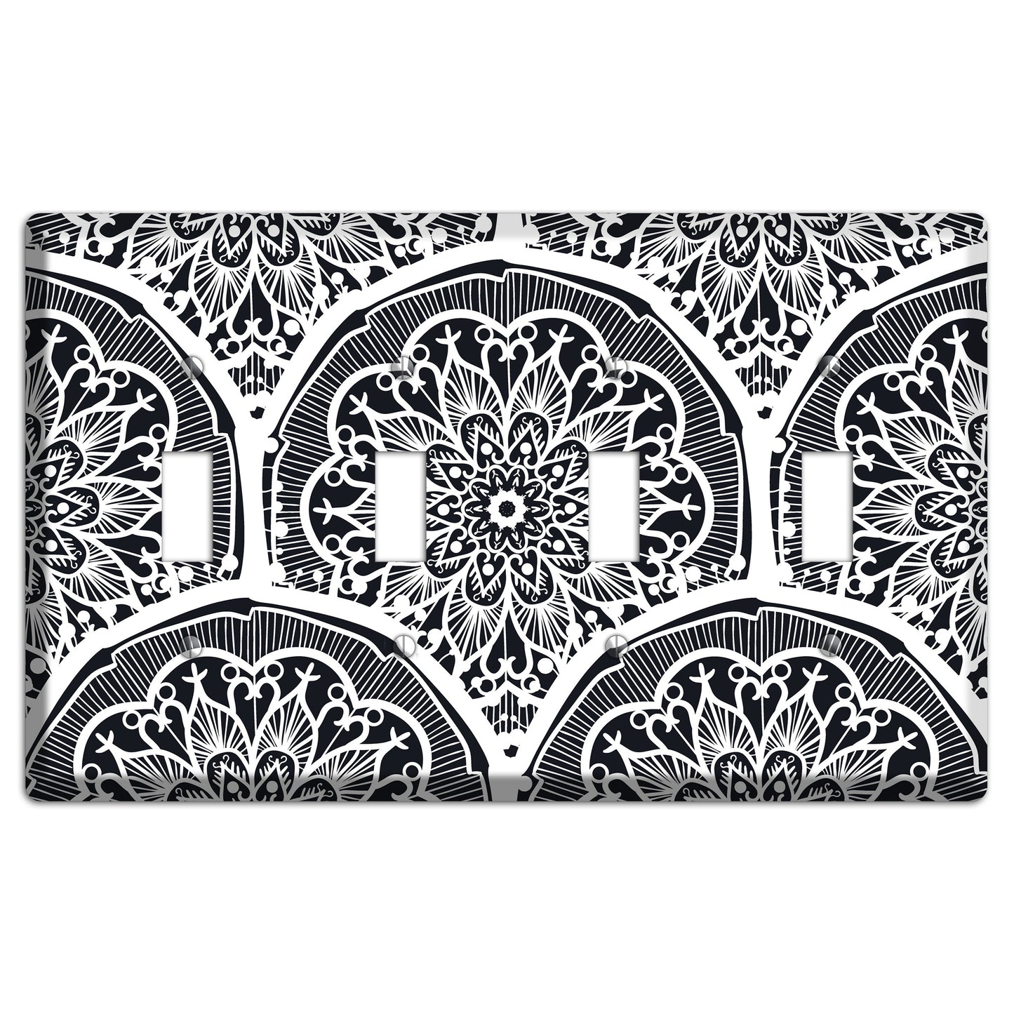 Mandala Black and White Style O Cover Plates 4 Toggle Wallplate