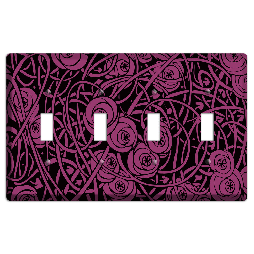 Fuschia Deco Floral 4 Toggle Wallplate
