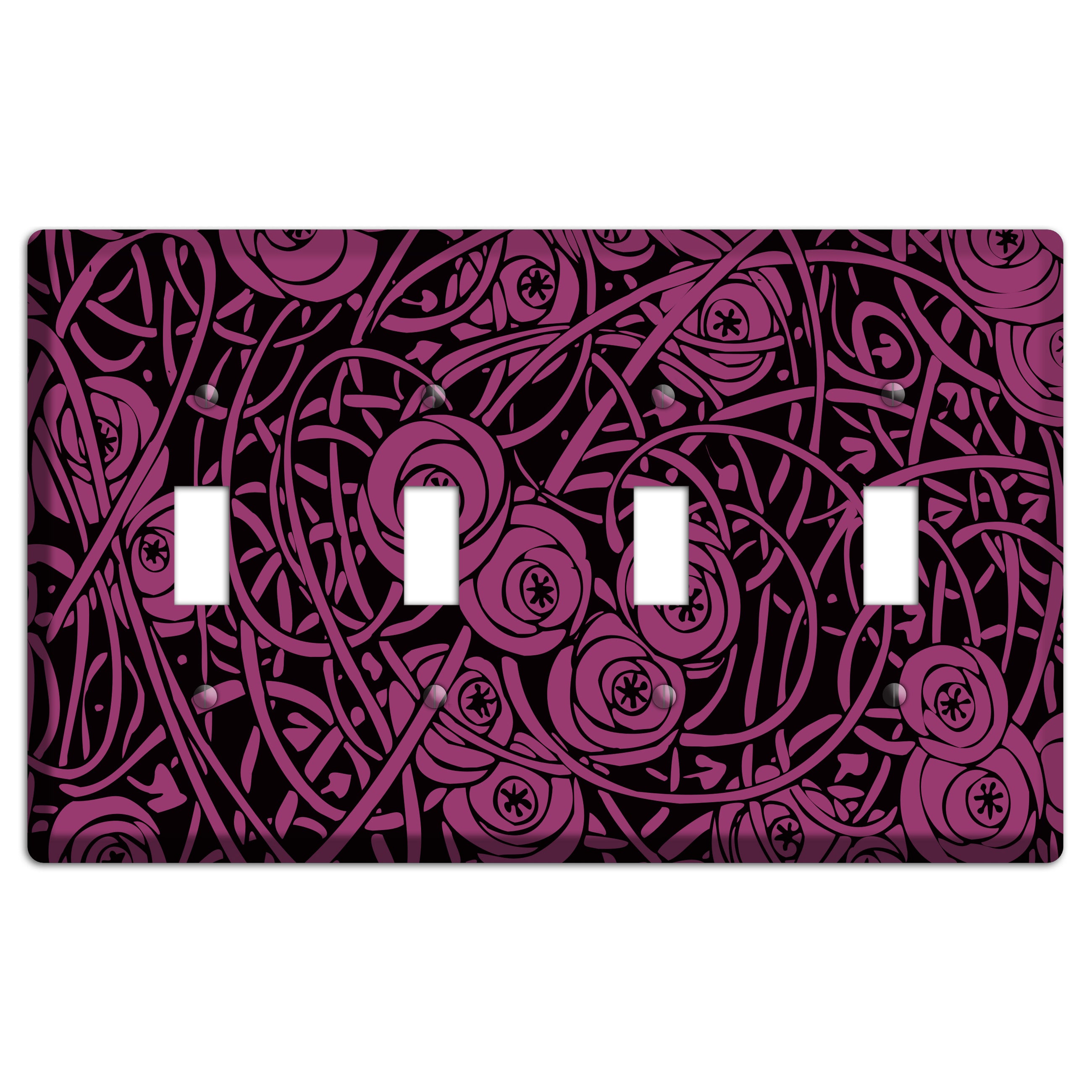Fuschia Deco Floral 4 Toggle Wallplate
