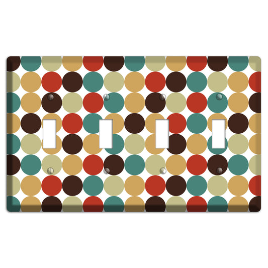 Brown Jade Beige Maroon Tiled Dots 4 Toggle Wallplate