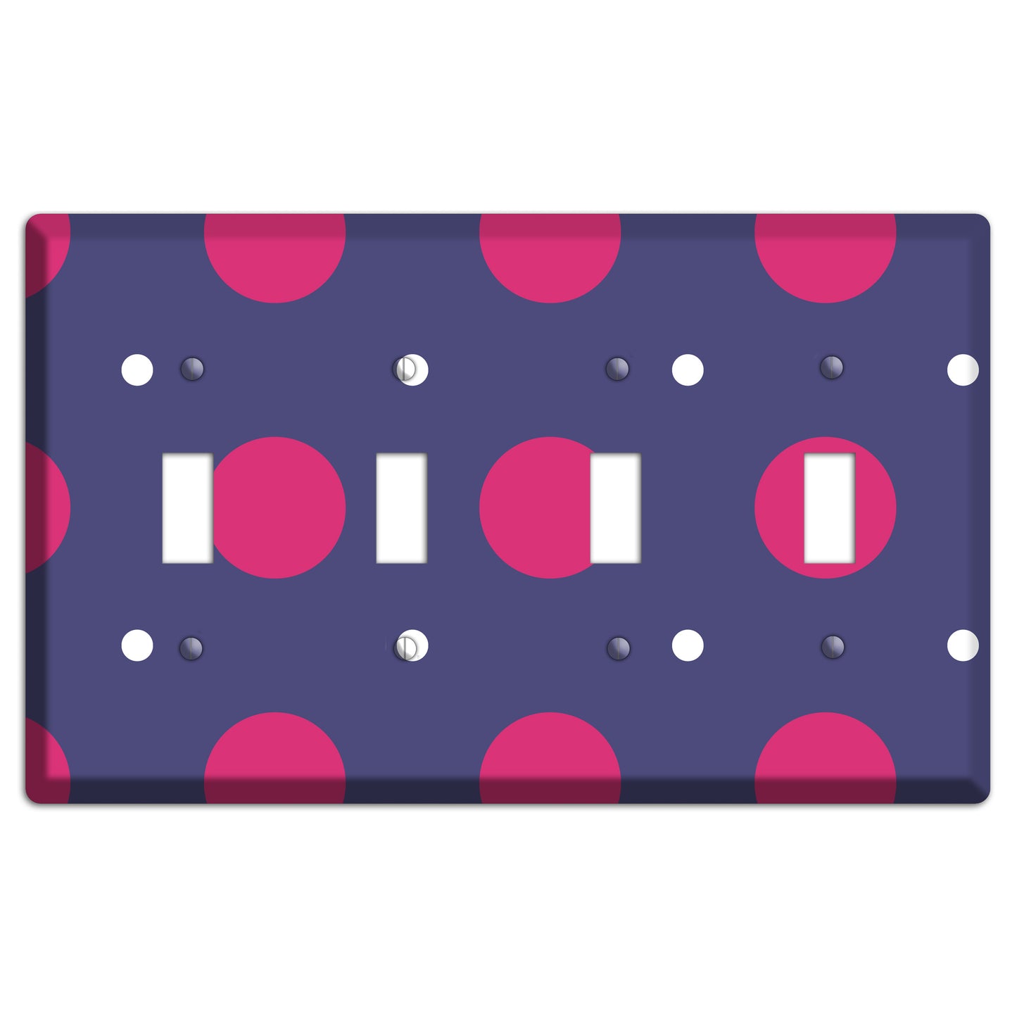 Purple with Purple and White Multi Tiled Medium Dots 4 Toggle Wallplate