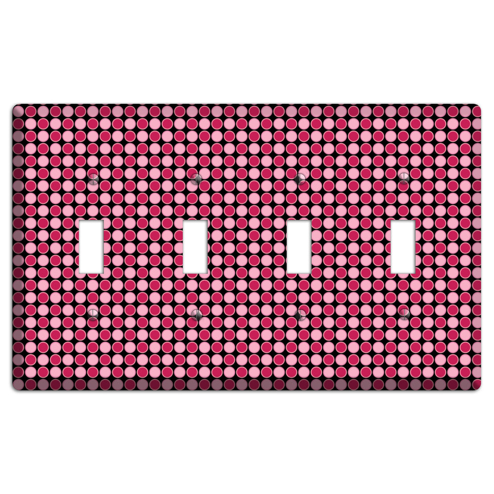 Fuschia and Pink Tiled Dots 4 Toggle Wallplate