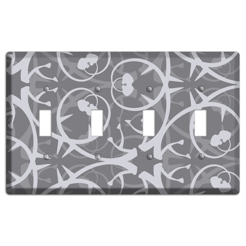 Grey Abstract Swirl 4 Toggle Wallplate