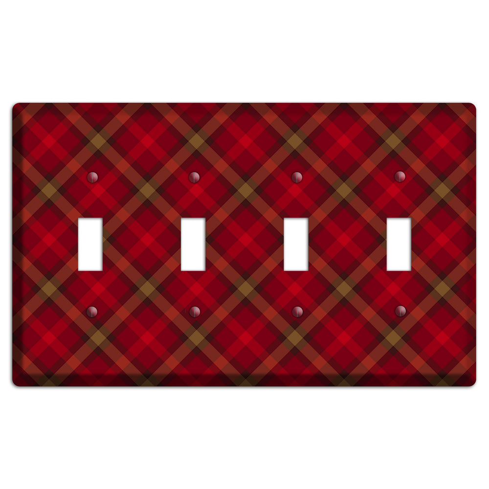 Red Tartan 4 Toggle Wallplate