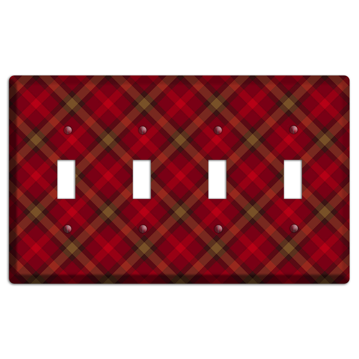 Red Tartan 4 Toggle Wallplate