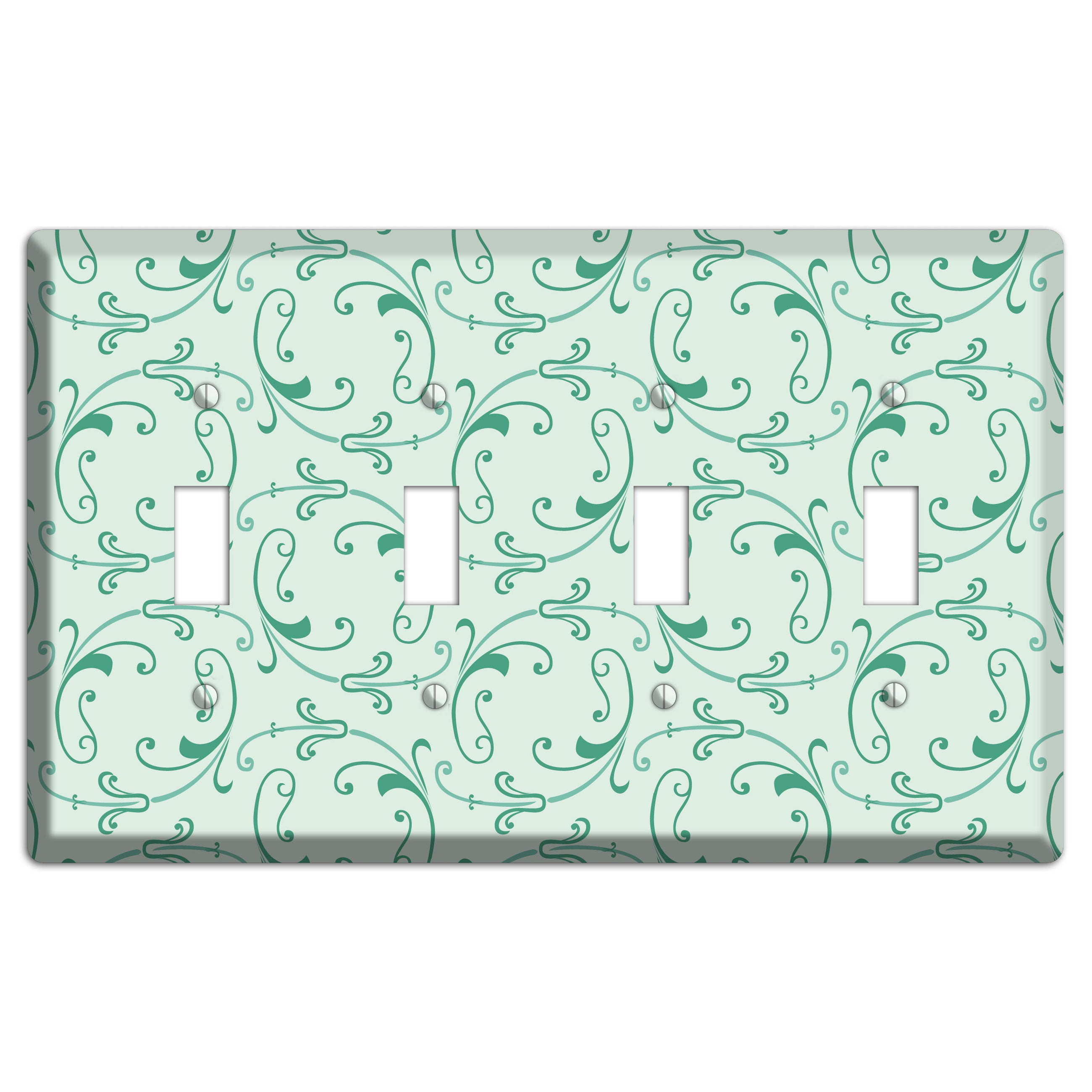 Aqua Victorian Sprig 4 Toggle Wallplate