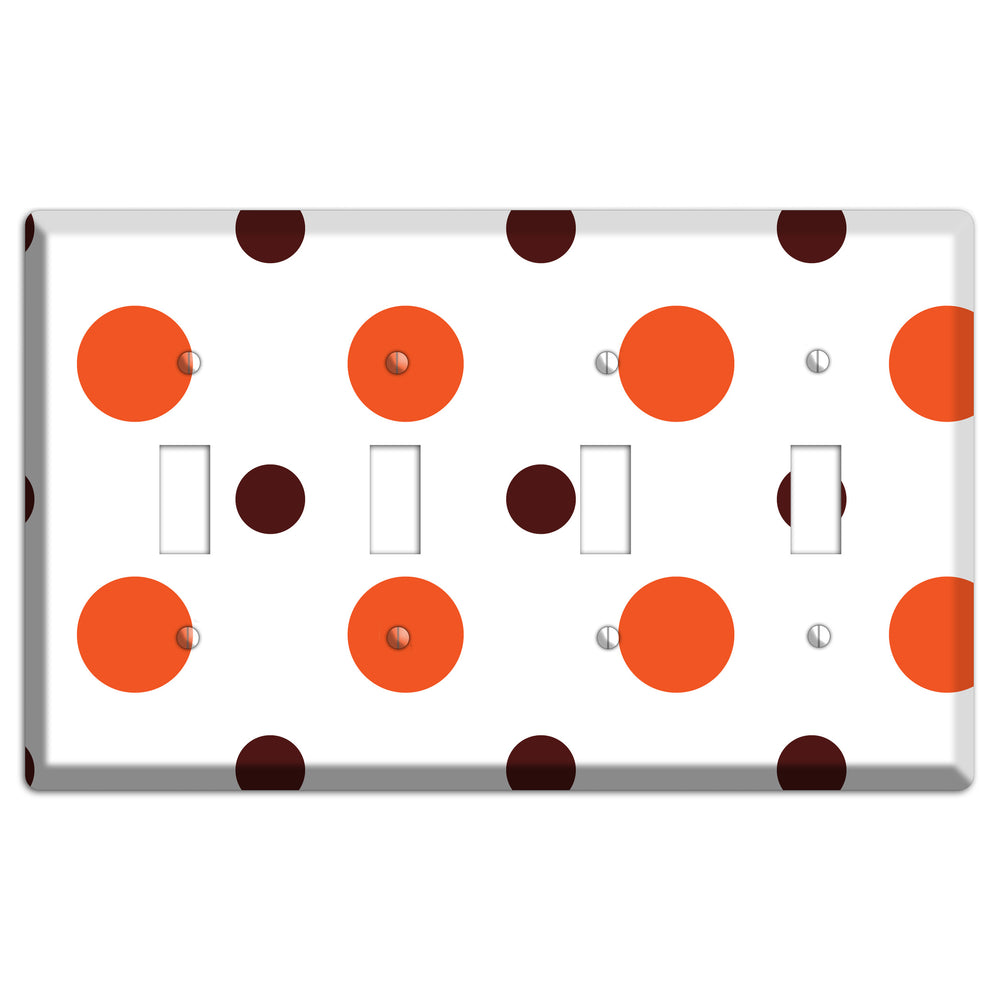 Coral and Brown Multi Medium Polka Dots 2 4 Toggle Wallplate