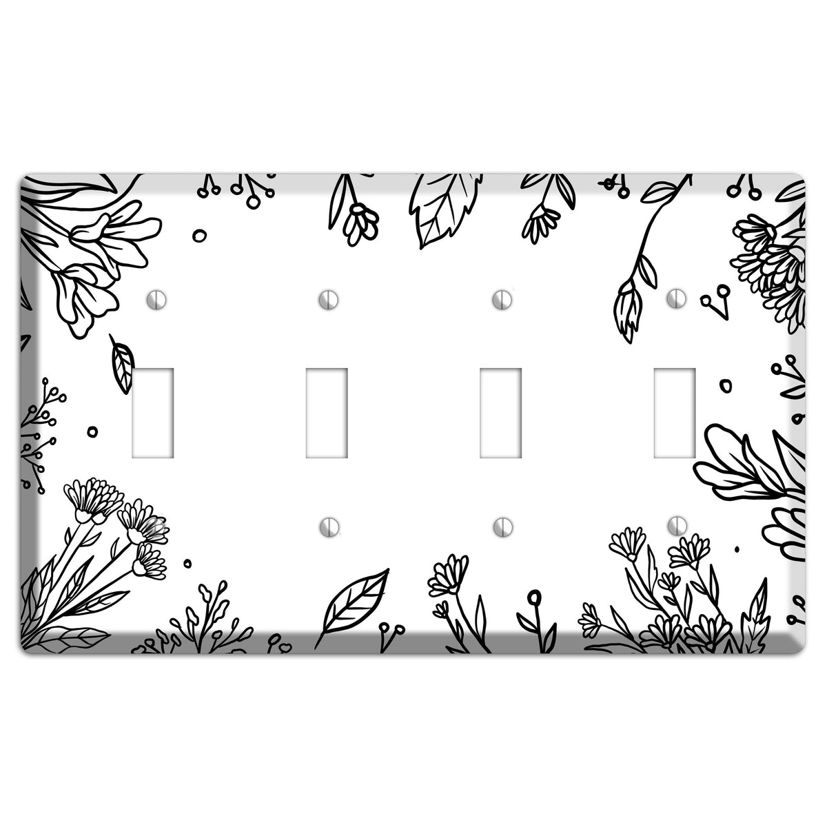 Hand-Drawn Floral 30 4 Toggle Wallplate