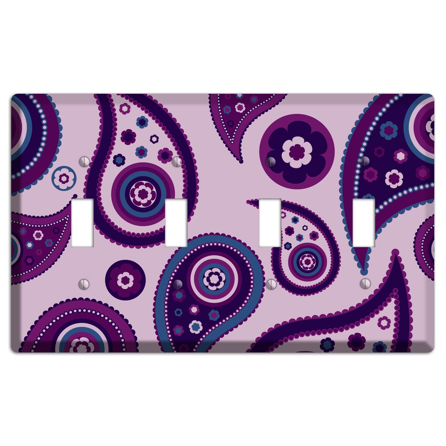 Light Purple Pailsey 4 Toggle Wallplate