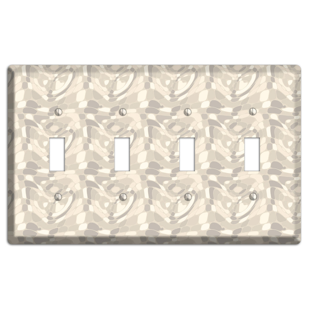 Beige Large Abstract 4 Toggle Wallplate