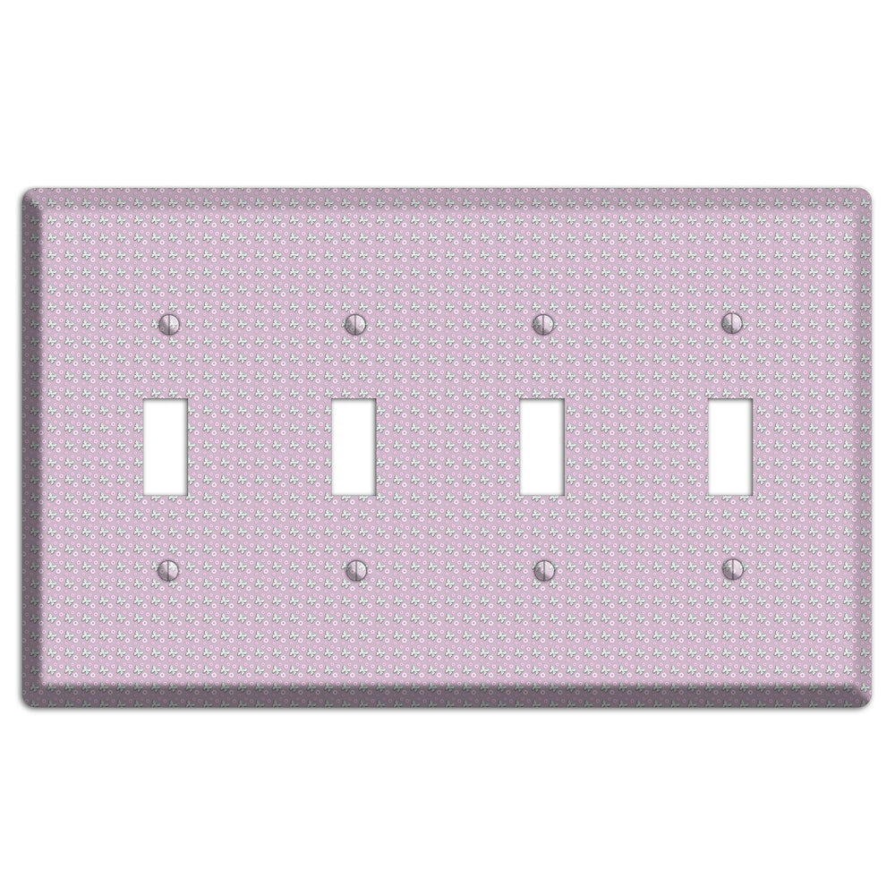 Pink with Butterflies 4 Toggle Wallplate