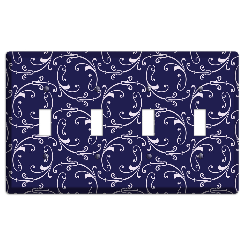 Navy Victorian Sprig 4 Toggle Wallplate