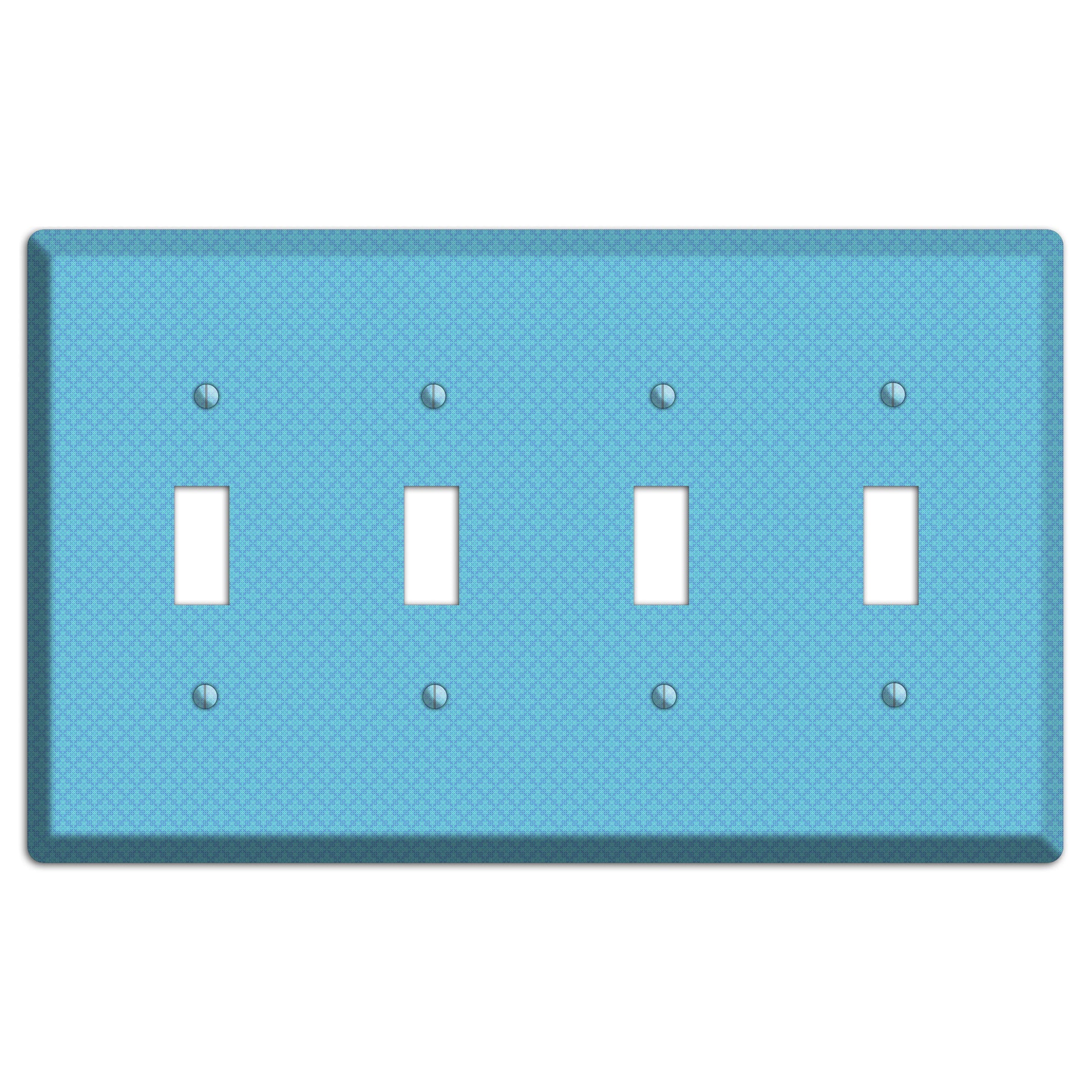 Turquoise Checkered Quatrefoil 4 Toggle Wallplate