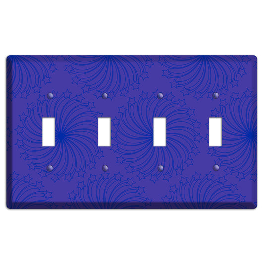 Multi Purple Star Swirl 4 Toggle Wallplate