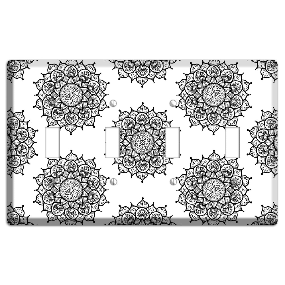 Mandala Black and White Style S Cover Plates 4 Toggle Wallplate