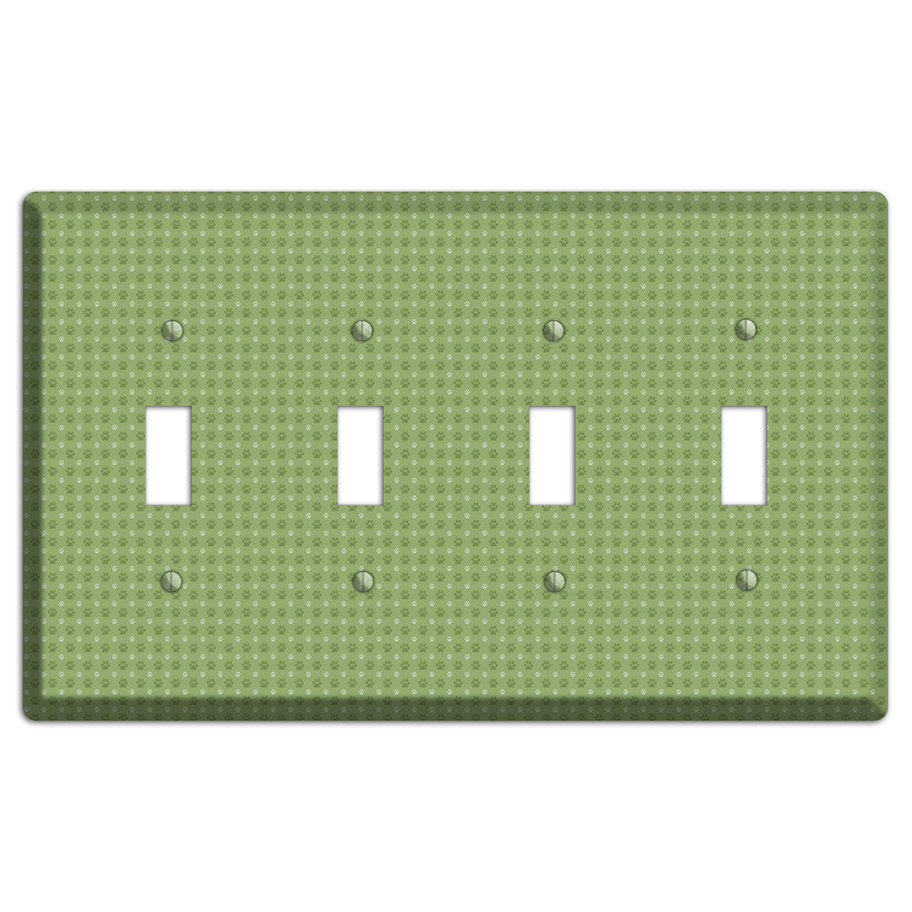 Green Paw Prints 4 Toggle Wallplate