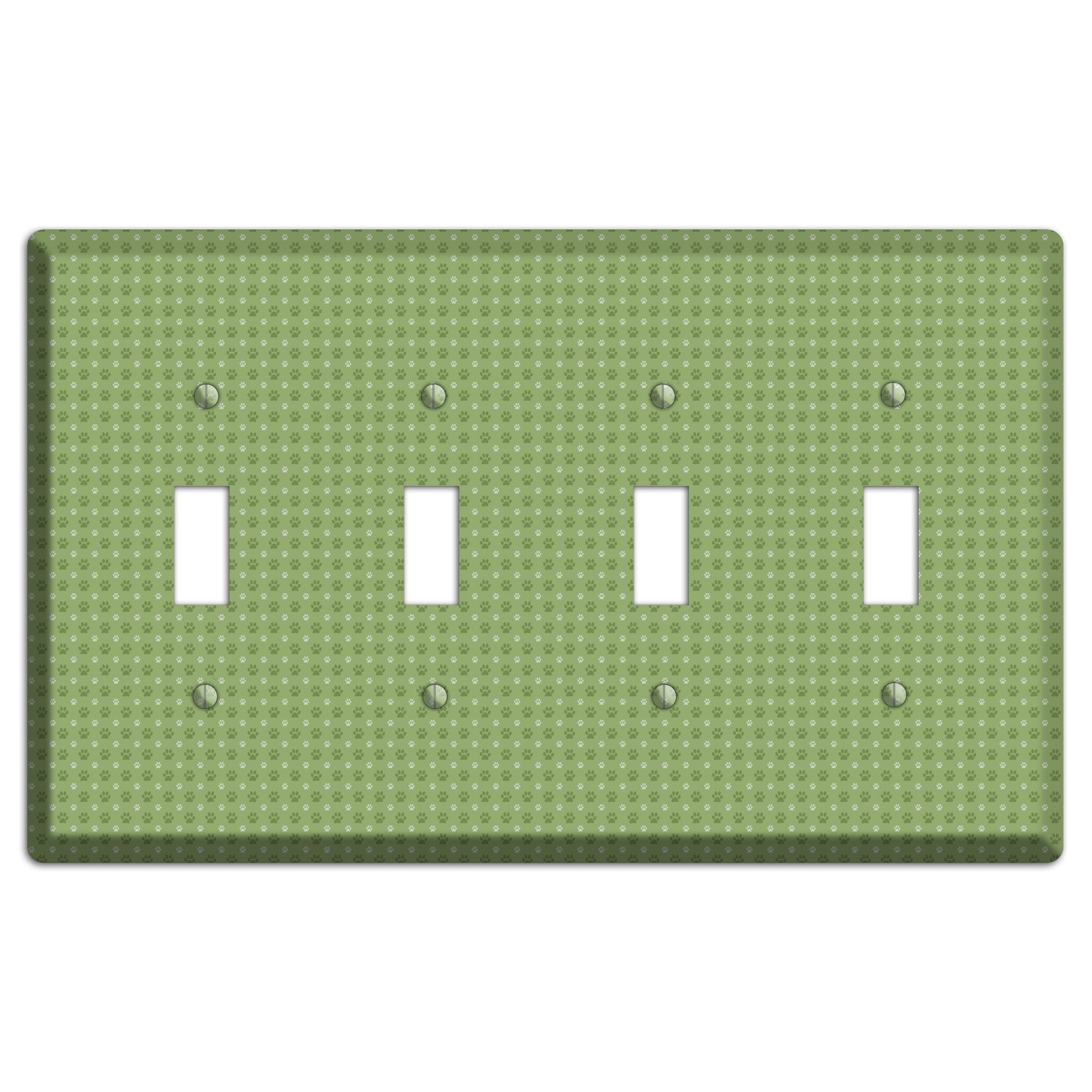 Green Paw Prints 4 Toggle Wallplate
