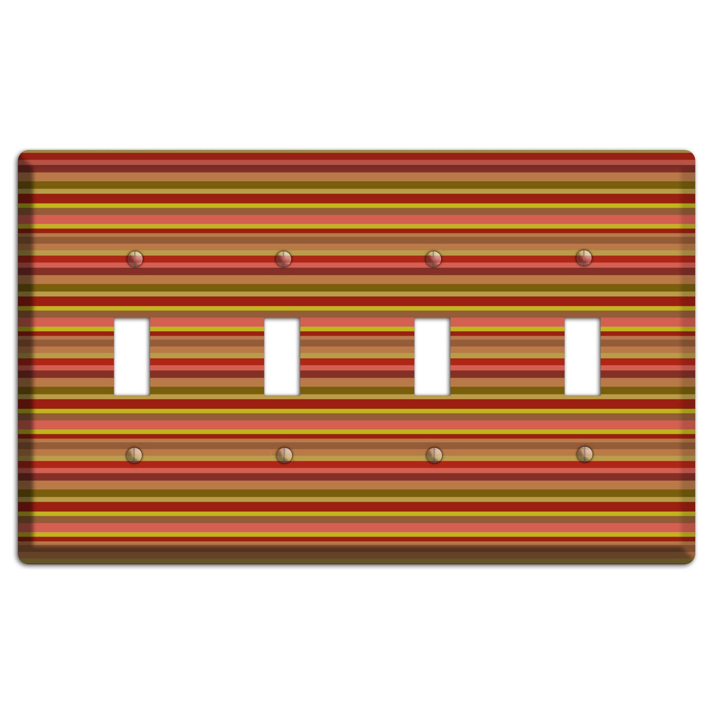 Multi Red Horizontal Stripes 4 Toggle Wallplate