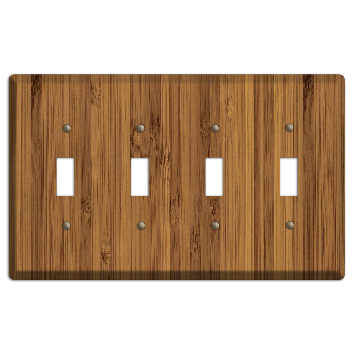 Caramel Bamboo Wood Four Toggle Switchplate