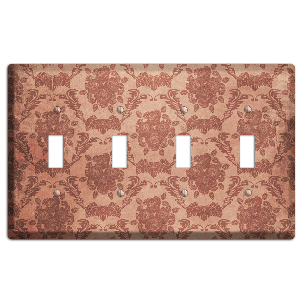 Old Rose Vintage Rose Damask 4 Toggle Wallplate