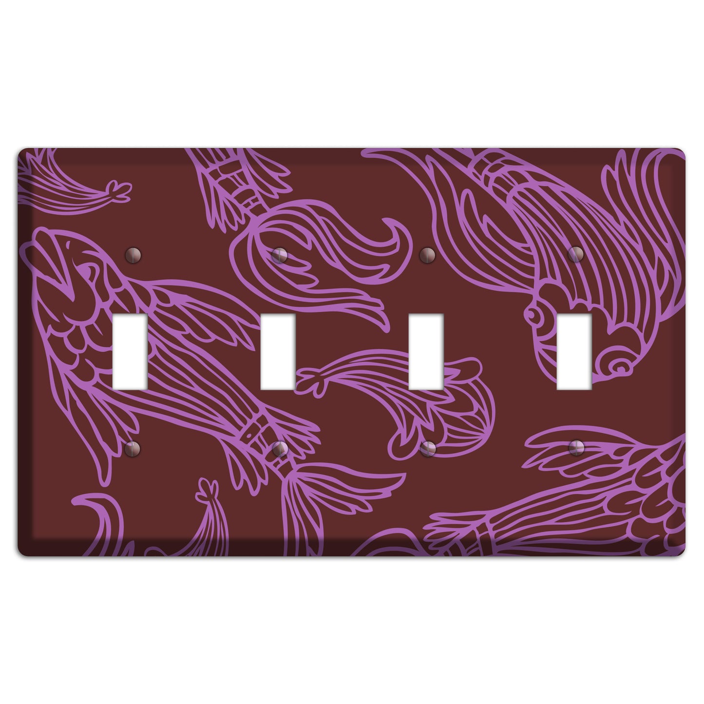 Purple and Pink Koi 4 Toggle Wallplate